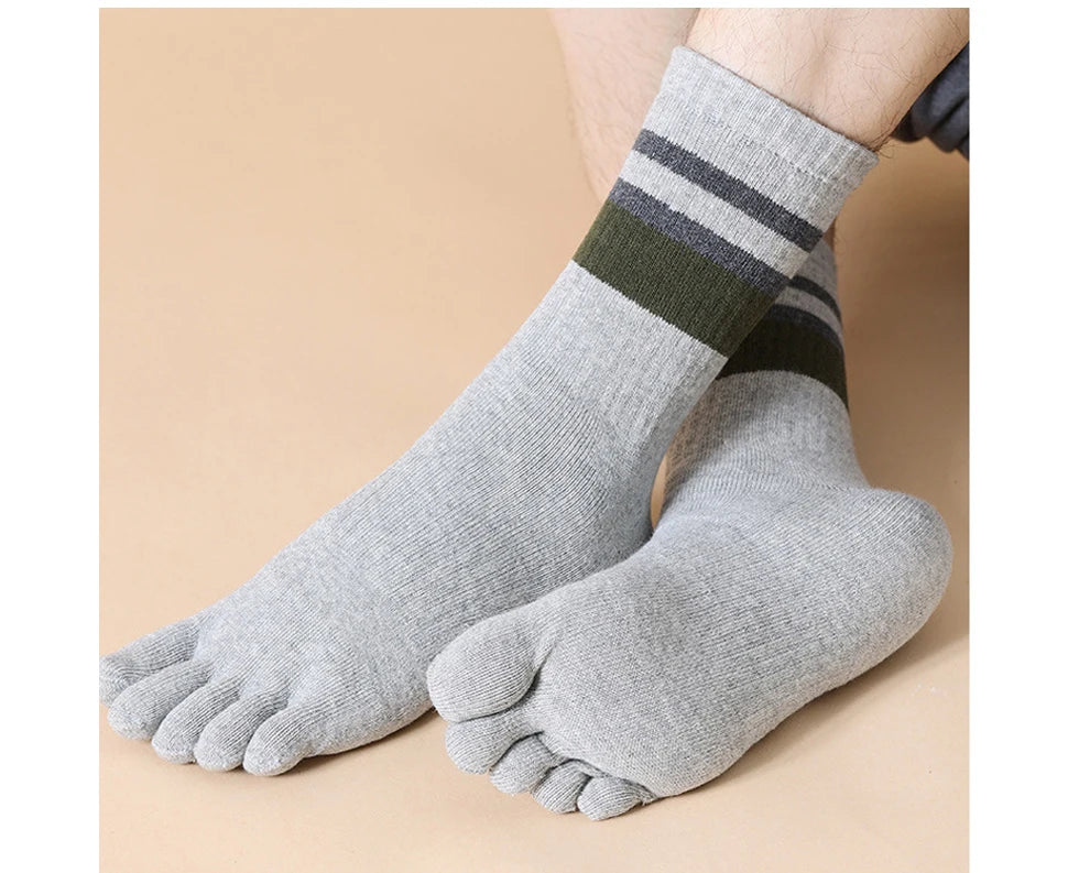 Thick Cotton Striped Winter Toe Socks for Men | Ultimate Warmth
