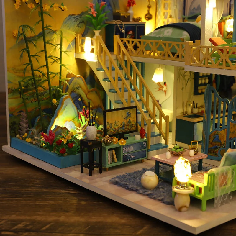 DIY Wooden Dollhouse Kit with LED Lights | Creative Assembly Fun