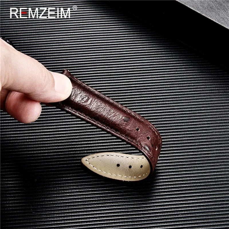 Colorful Ostrich Pattern Cowhide Leather Watch Strap | Quick Release