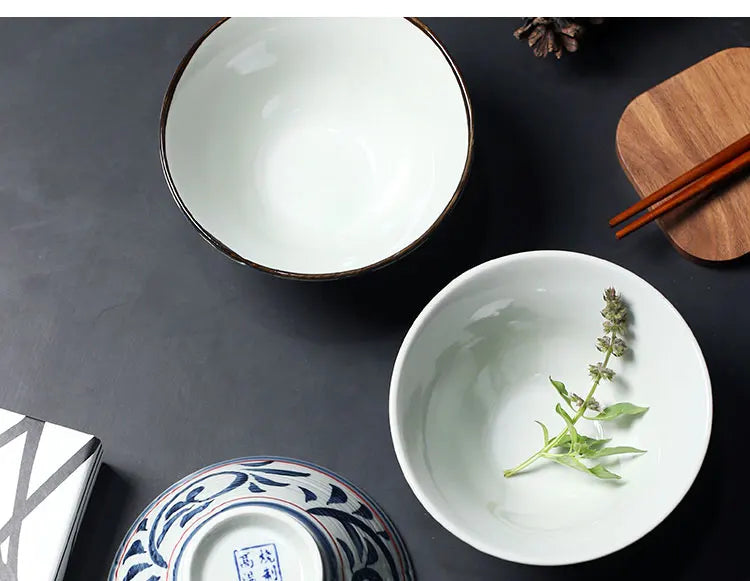 Hand-Painted Rice Bowl Set | Japanese-Style Ceramic Tableware