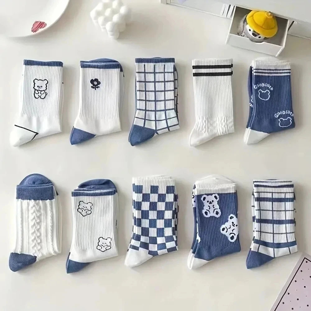 10 Pairs Women's Cute Rabbit Embroidery Casual Socks | Stylish & Breathable