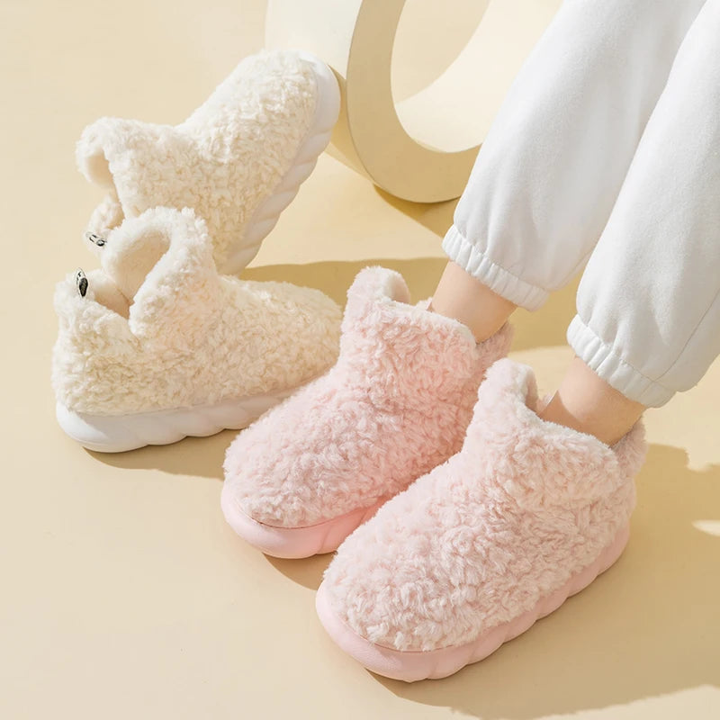 Winter Warm Plush Snow Boots Slippers | Cozy Indoor Outdoor Footwear