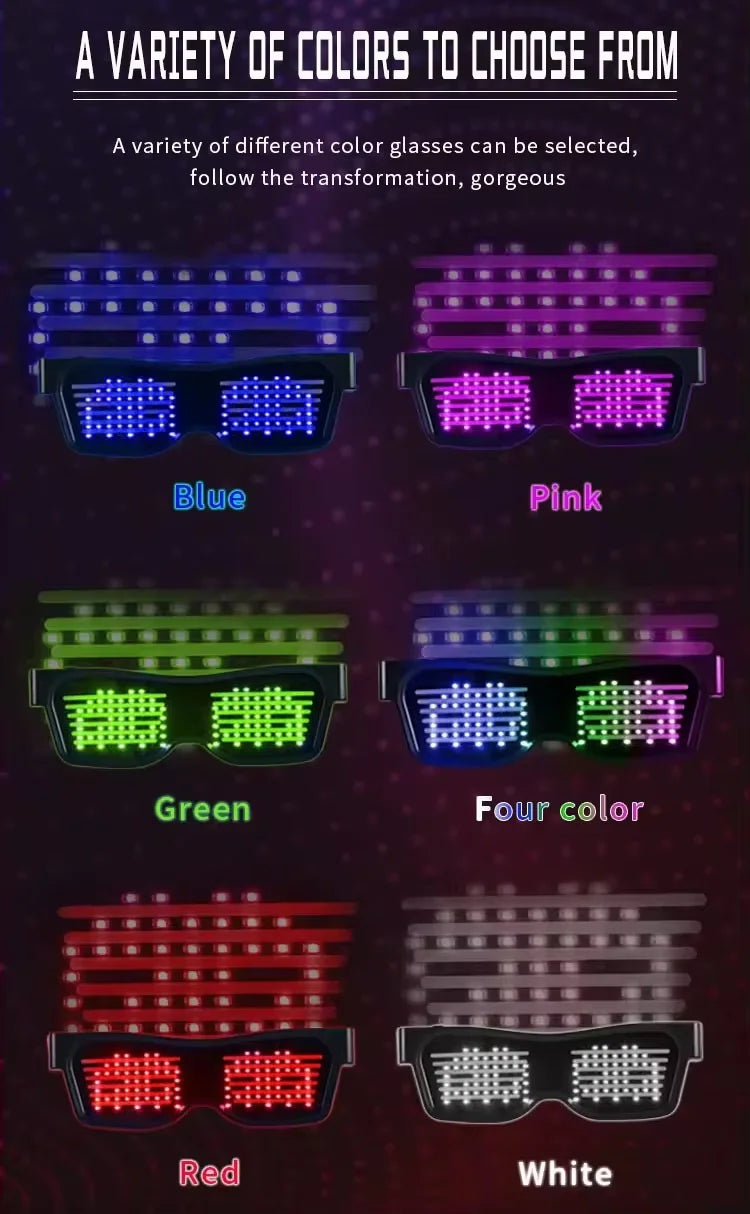 Bluetooth LED Glasses | Rechargeable Smart Glasses for Parties