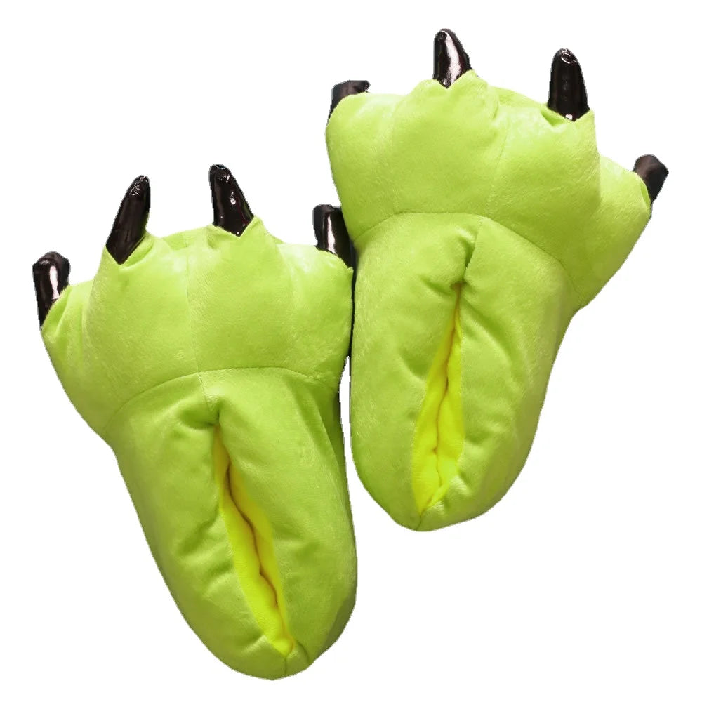 Animal Paw Plush Slippers | Cozy Dinosaur & Monster Indoor Shoes
