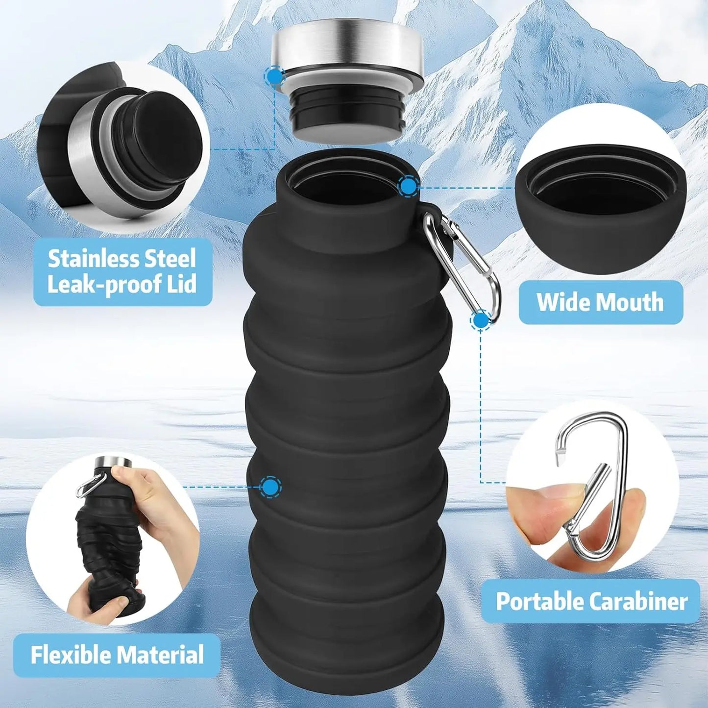 Portable Silicone Collapsible Water Bottle | Leak-Proof Design