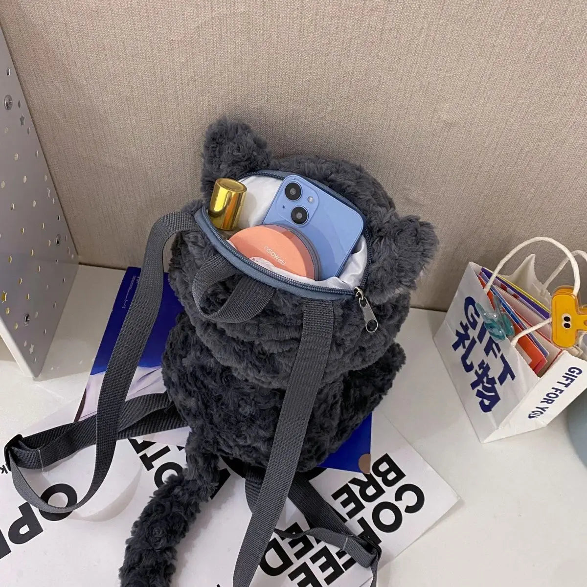 Cute Black Cat Plush Backpack | Adorable Kawaii Knapsack for All