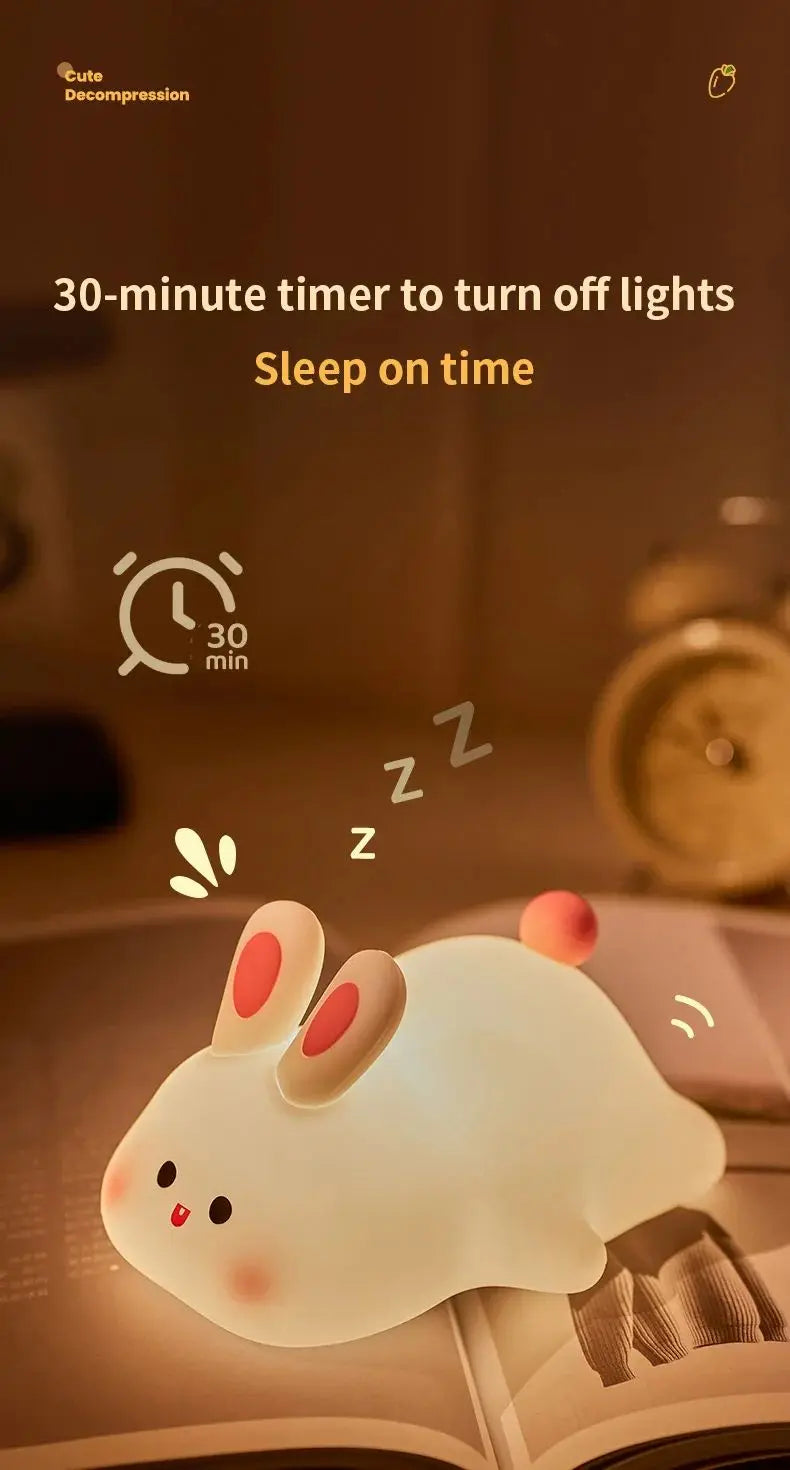 Cute Piggy Bunny Night Light | Soft Silicone Lamp for Kids