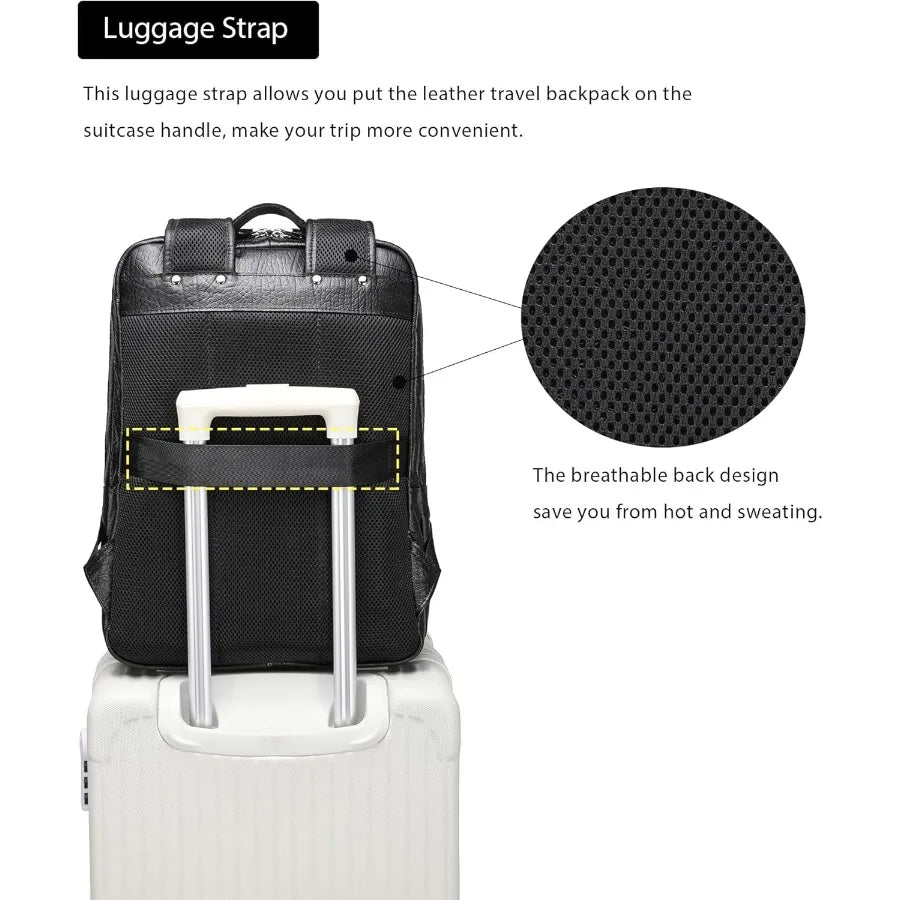 Men's Full Grain Leather Backpack | Durable Travel & Laptop Bag