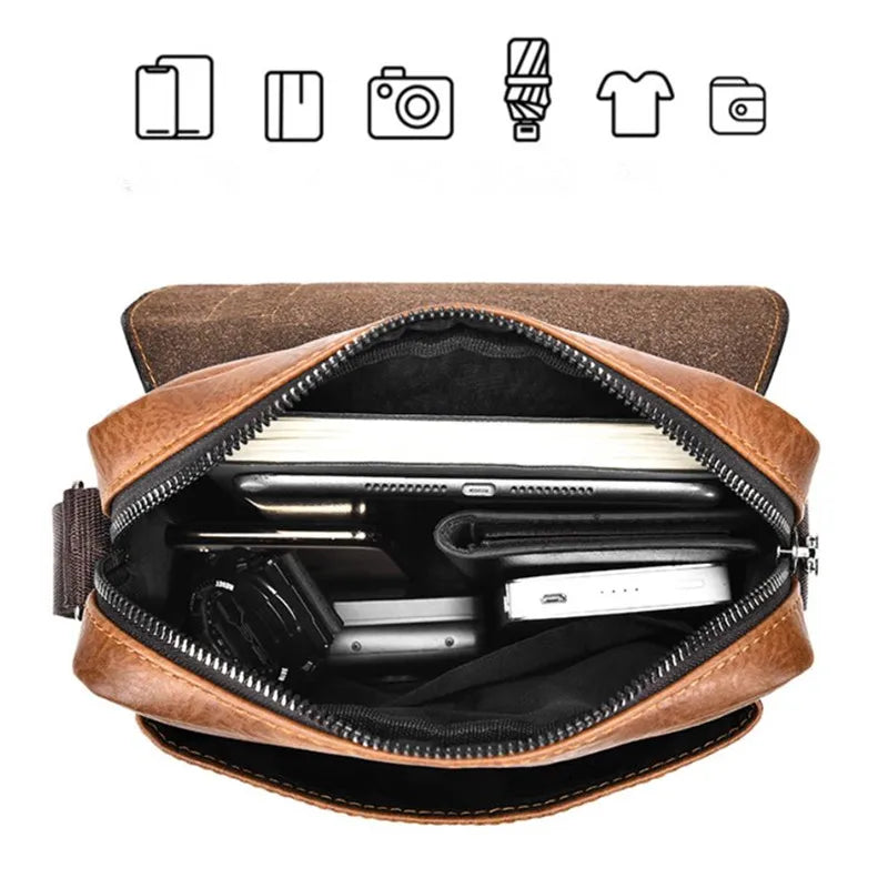 Bolso Bandolera Casual Vintage para Hombre | Elegante Bandolera de Cuero PU