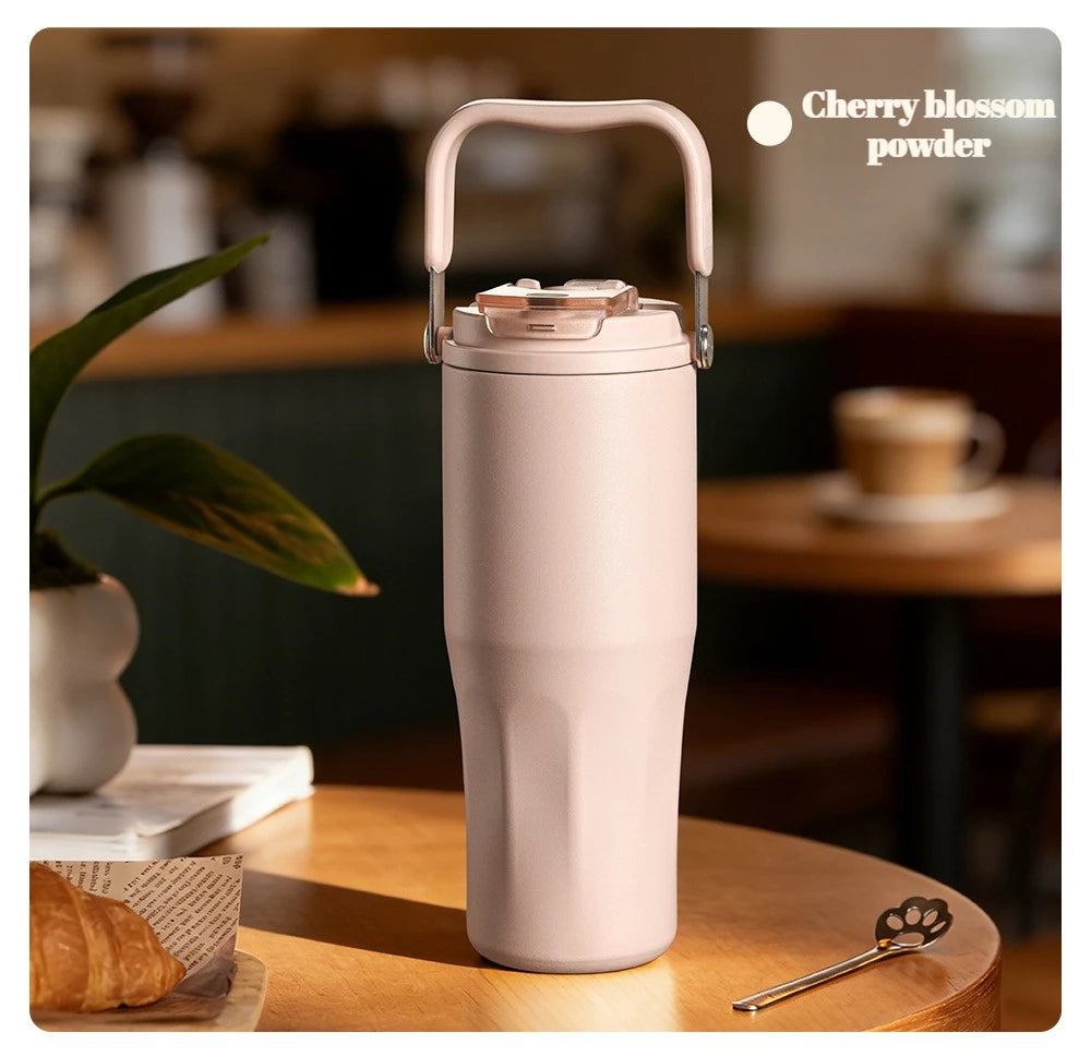 800ML Insulated Travel Tumbler with Straw & Tea Infuser | Leakproof Design
