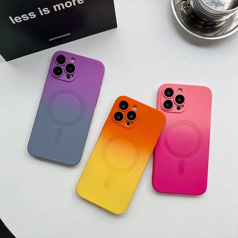 Comes With Lens Film Gradient Color Phone Case For IPhone 17 16 15 14 13 12 Pro Max 11 Silicone Shockproof Back Cover