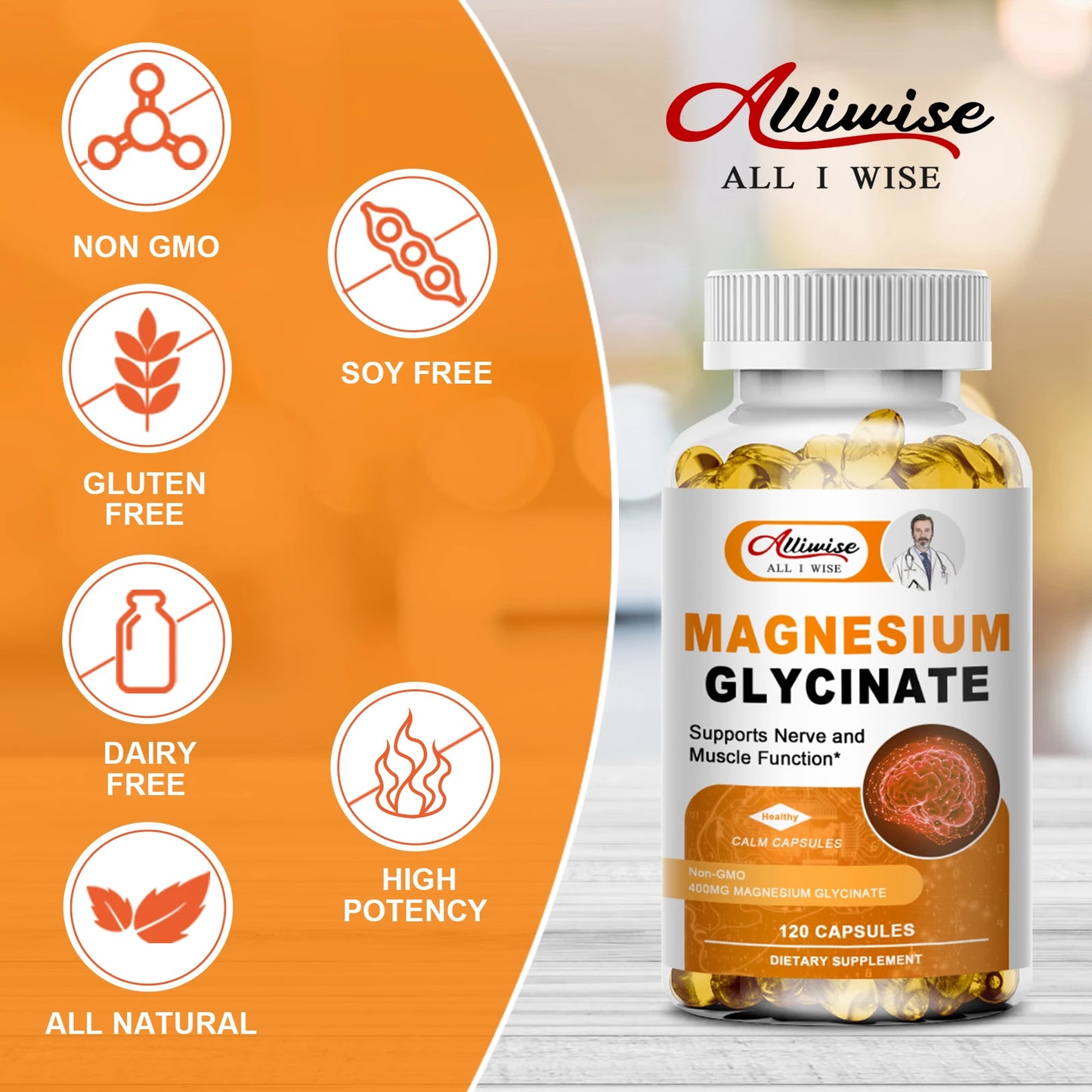 High Absorption Magnesium Glycinate Supplement | 500mg with Zinc & D3