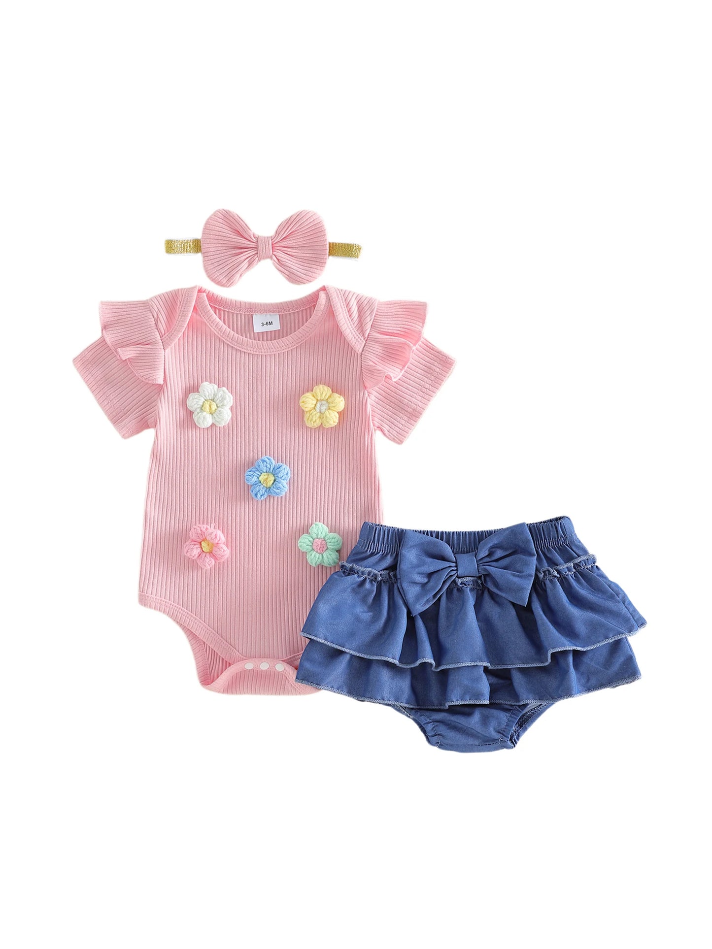 Toddler Girls Boho Chic Romper | Floral Lace Trim Set
