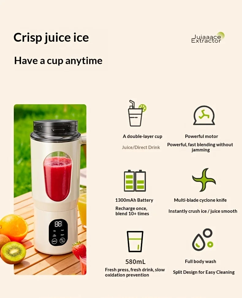 Portable Juice Maker Blender | 580ML Juicer for Smoothies & Shakes