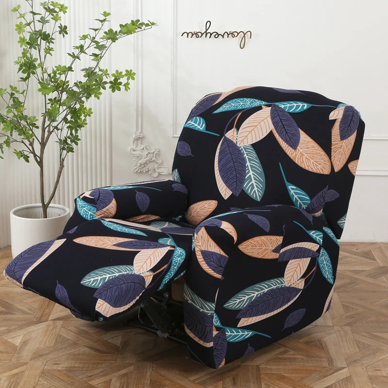 Printed Recliner Cover with Pockets | 4-Piece Furniture Protector