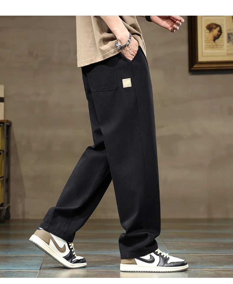 Comfortable Loose Men's Trousers | 100% Cotton Khaki Pants