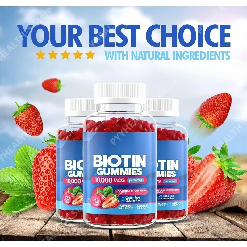 Biotin Gummies for Hair Growth | Delicious Strawberry Flavor