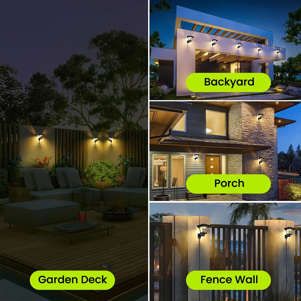 Outdoor Solar Powered Wall Lights | LED Waterproof Garden Lighting