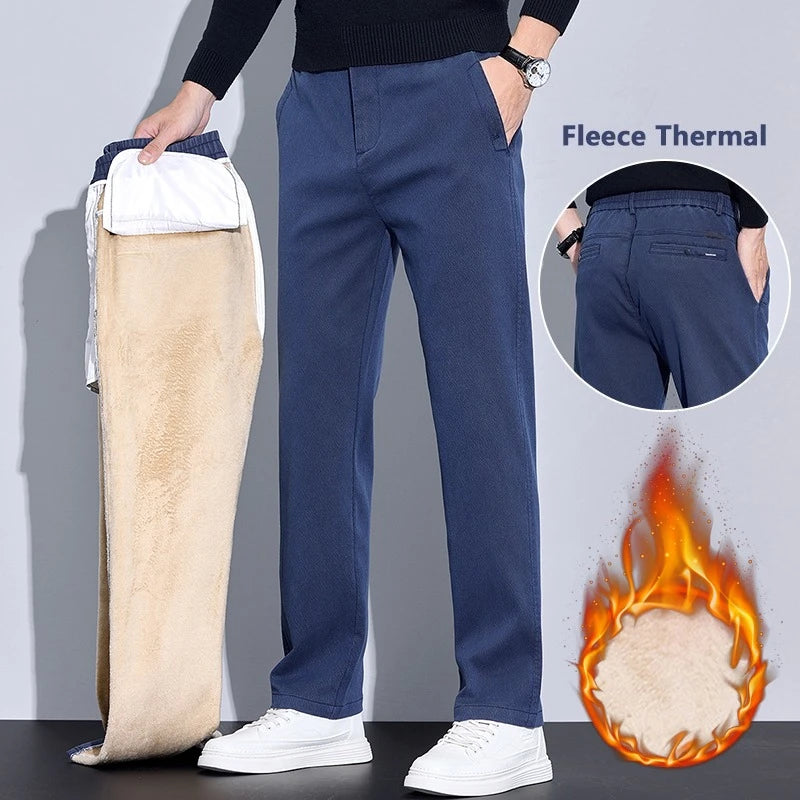 Men's Winter Thick Warm Casual Pants | Fleece Thermal Trousers