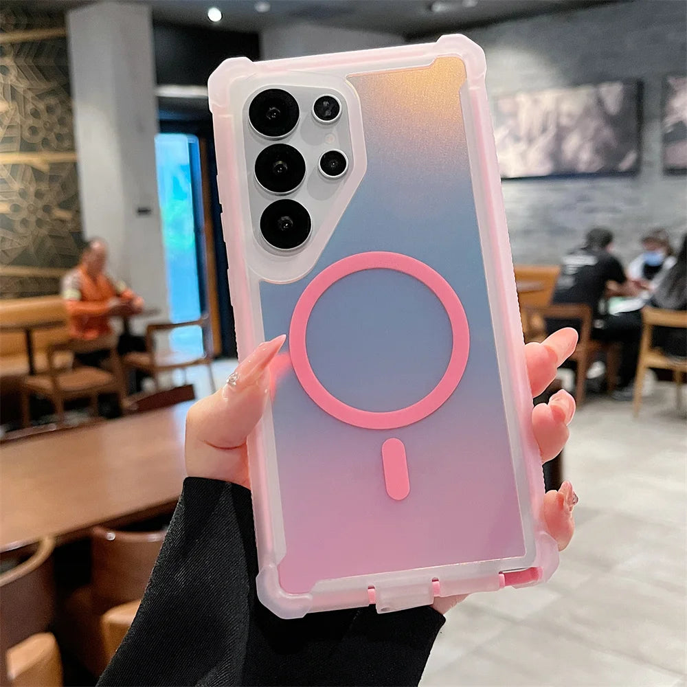 Luxury Shockproof Magnetic Color Changing Case for Samsung Devices