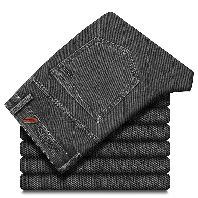 Men's Gray Jeans | Classic Straight Fit Casual Denim Trousers