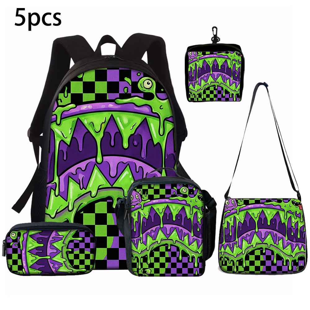 Trendy Shark Graphic Backpack Set | Ideal for School Adventures
