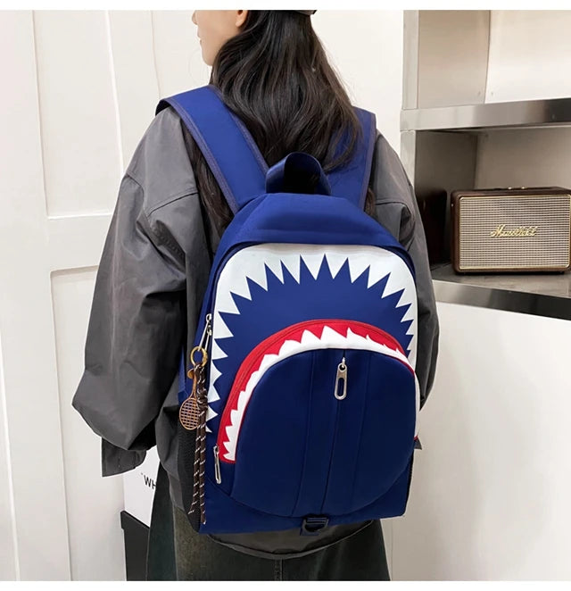 Luminous Shark Mouth Backpack | Large Capacity USB Laptop Bag