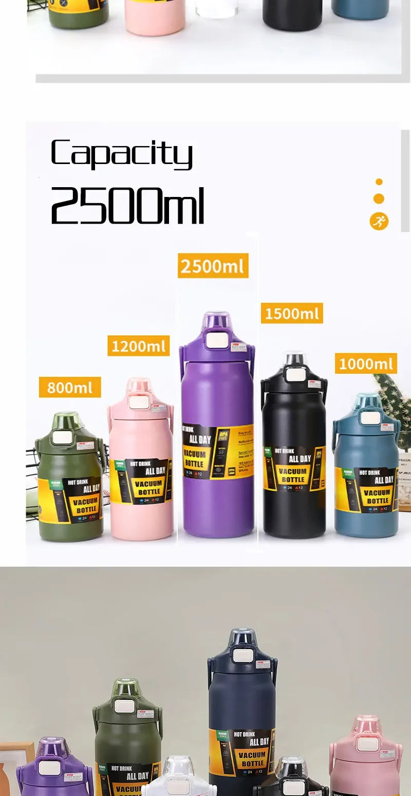 Large Capacity Insulated Stainless Steel Thermo Bottle | Portable Mug
