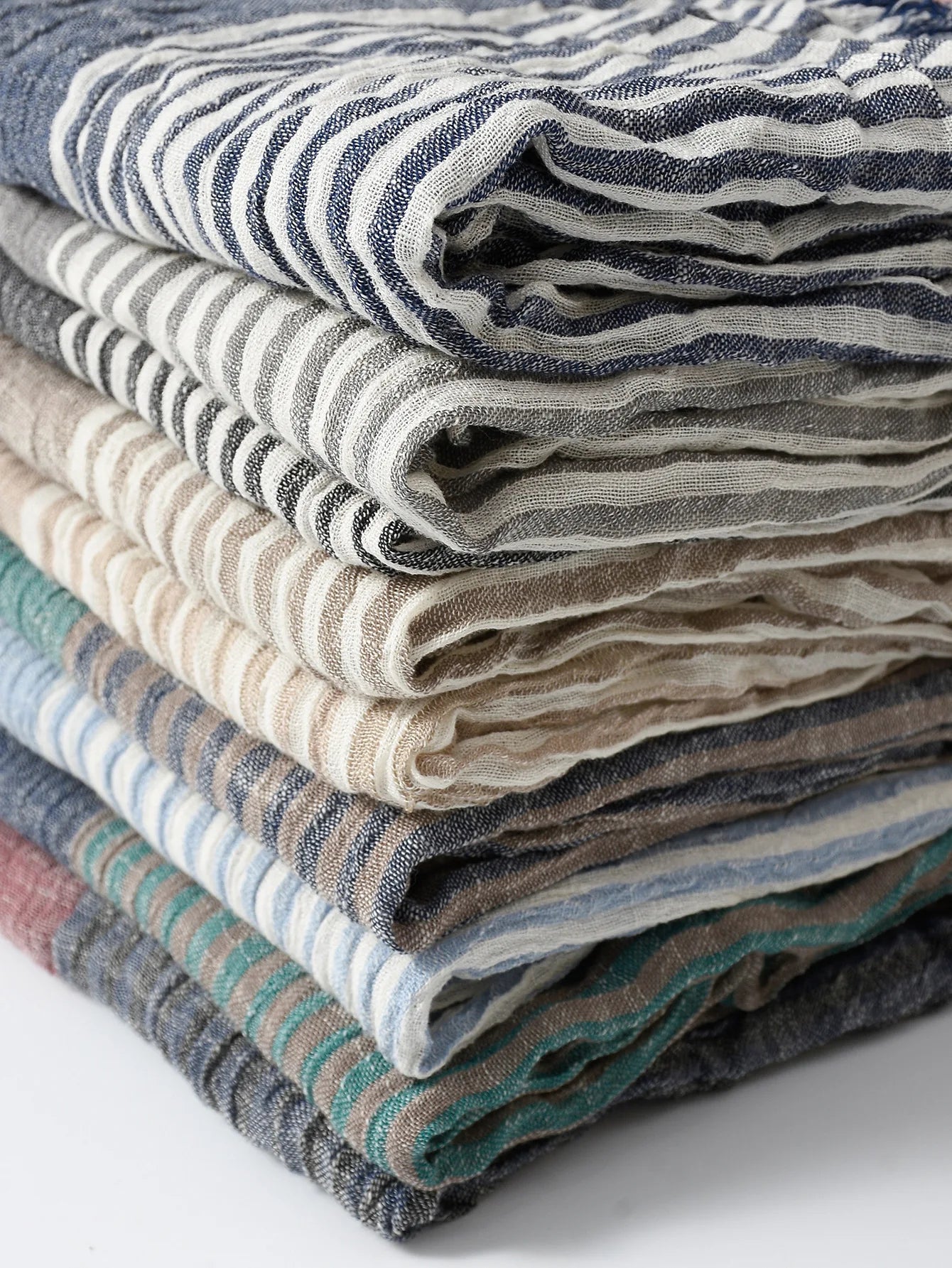 Fashionable Men's Cotton Linen Scarf | Warm Striped Neckerchief