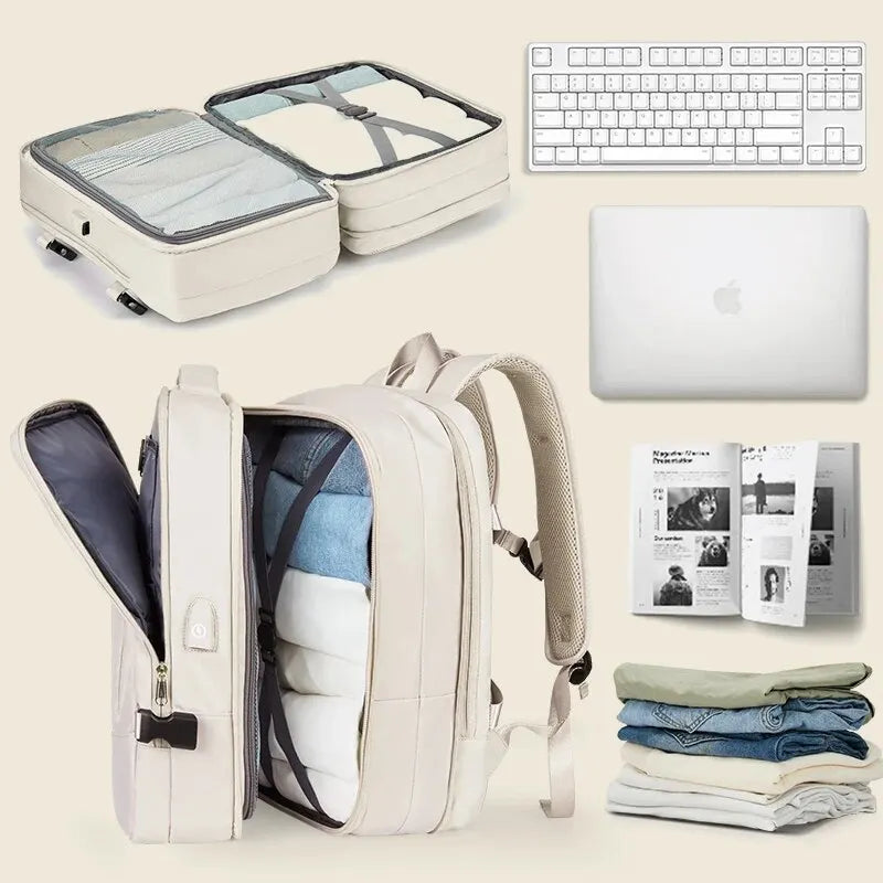 Expandable Women's Travel Backpack | Waterproof Hiking Laptop Bag