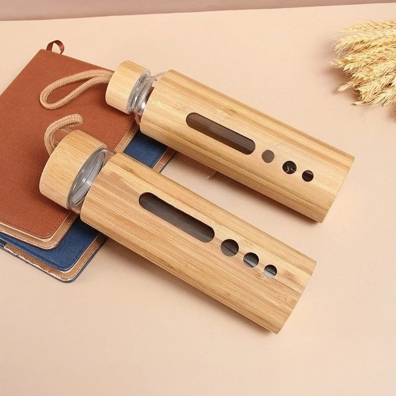 Eco-Friendly Borosilicate Glass Water Bottle with Bamboo Sleeve