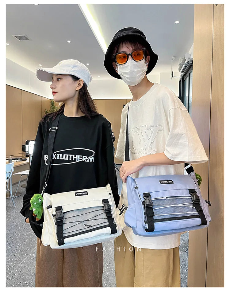 Bolso cruzado de nailon elegante para adolescentes | Bandolera multibolsillos