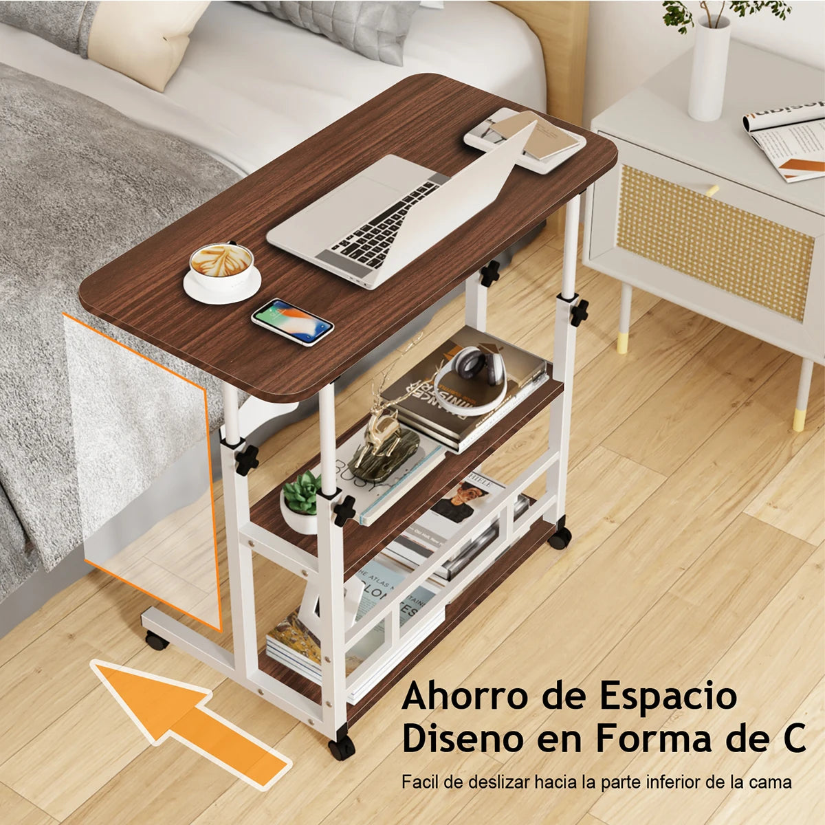Portable Adjustable Laptop Desk with Wheels for Home Office Use