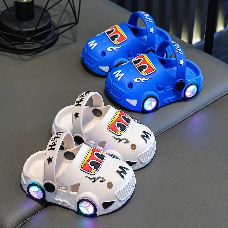 Children's Car Shaped Light Up Slippers | Fun Summer Footwear