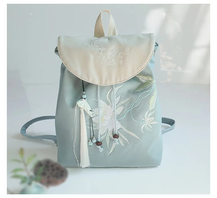 Mochila de 15 pulgadas estilo retro chino | Mochila bordada hecha a mano
