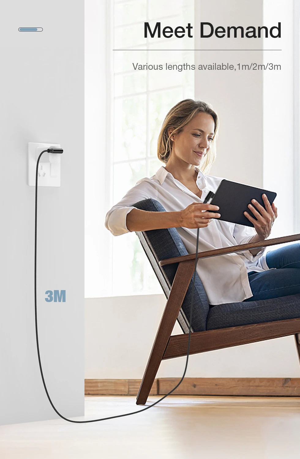 Fast Charge 90 Degree USB Cable for iPhone & iPad | 2m & 3m Options