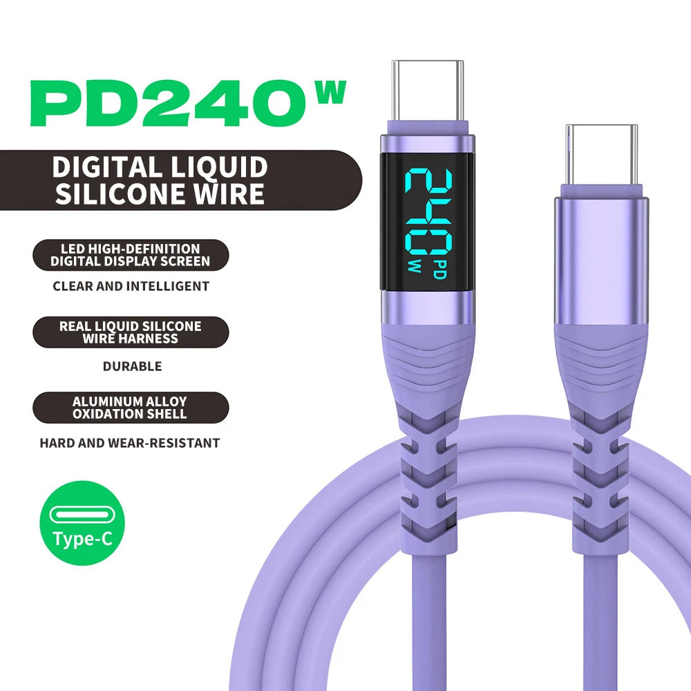 PD3.1 USB C Cable,240W LED Display Type C Fast Charging Cable with Data Transfer,for iPhone 17/16,Samsung Galaxy A17/S25,Huawei