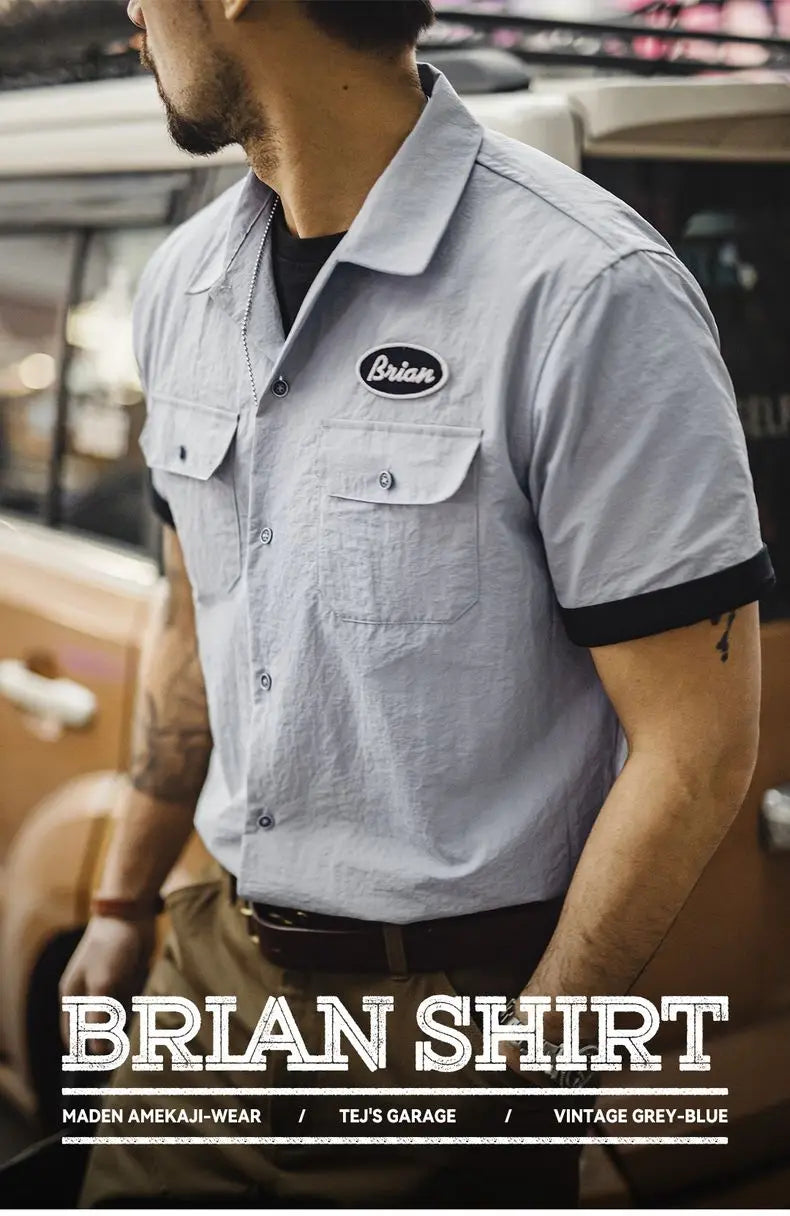 Men's Gray Printed Cuban Collar Shirt | Lightweight Summer Top