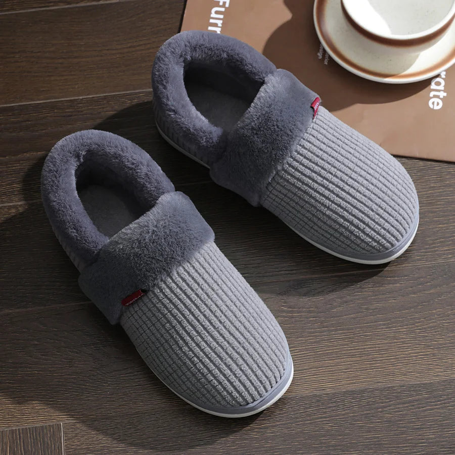Men's Cozy Flannel Plaid Winter Slippers | Memory Foam Indoor Shoes