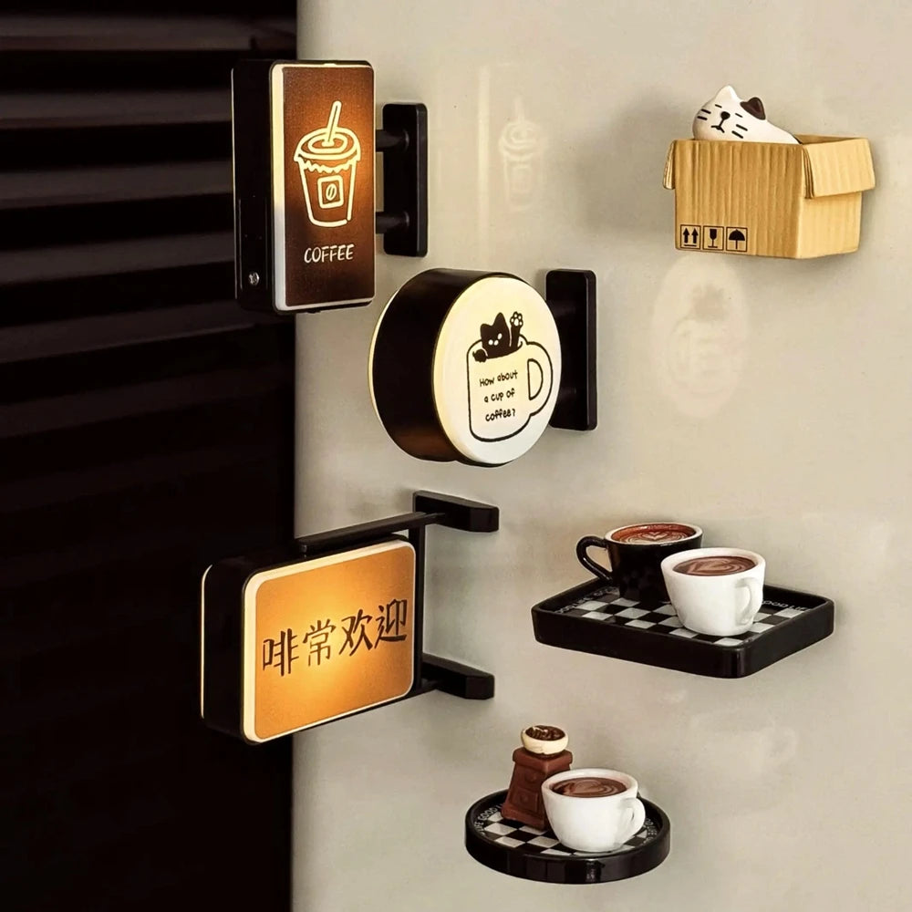 Retro Coffee Corner Refrigerator Magnet | Glowing Home Decor