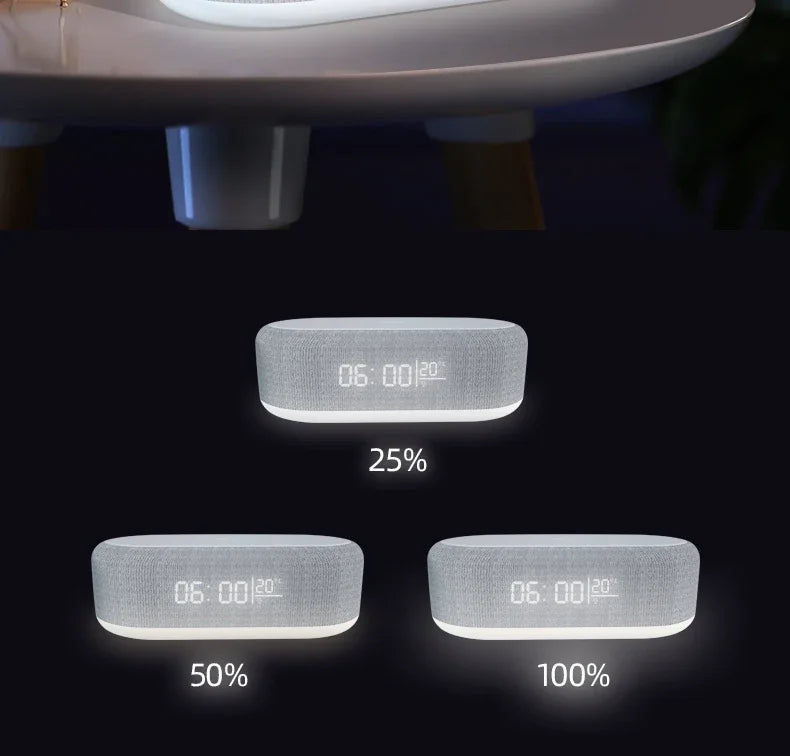 15W Wireless Charger Alarm Clock with LED Night Light — Multifunction Bedside Dock, Digital Thermometer & Time Display for iPhone 17 / 16 / 15 / 14 / 13 & Qi-Compatible Phones