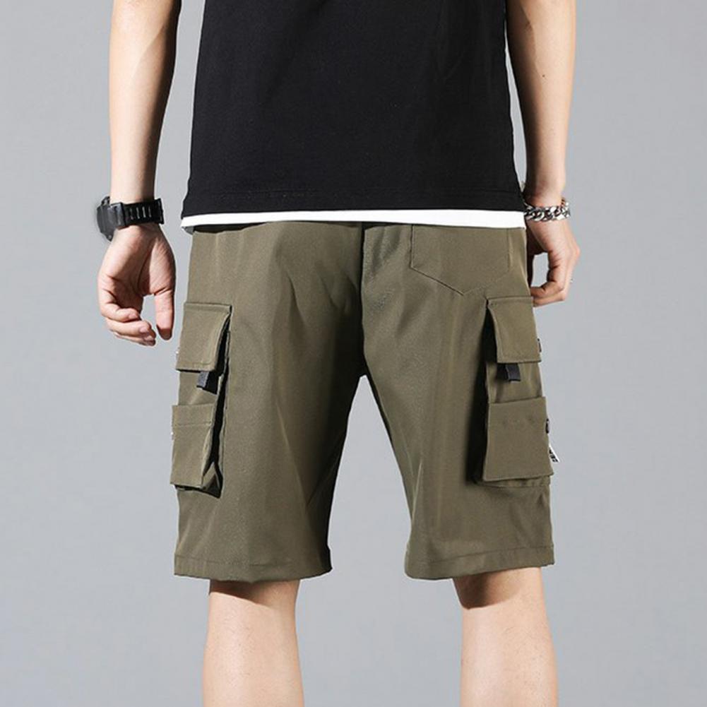 Men's Summer Cargo Shorts with Elastic Waist and Pockets