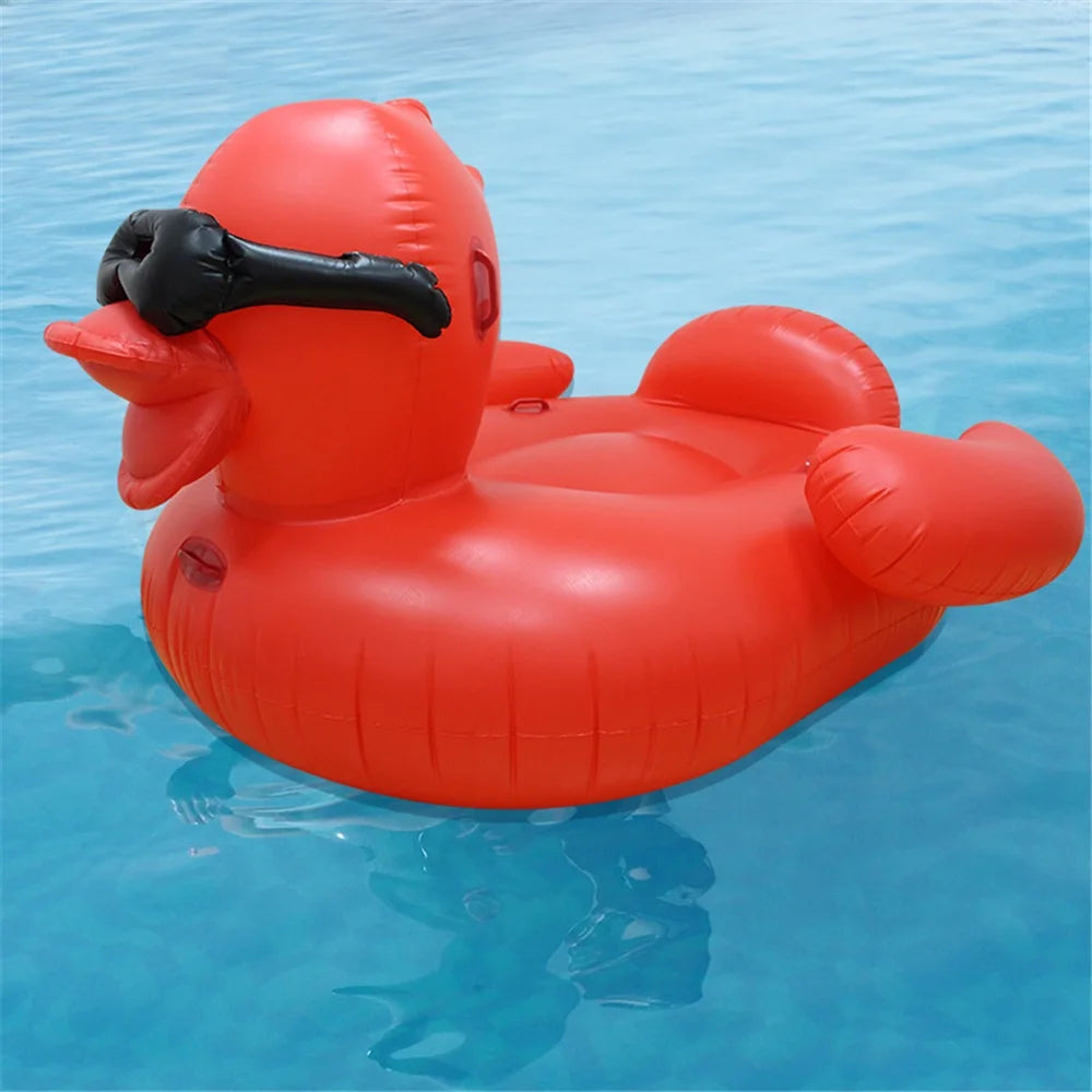 Giant Inflatable Duck Float with Sunglasses | Summer Pool Fun