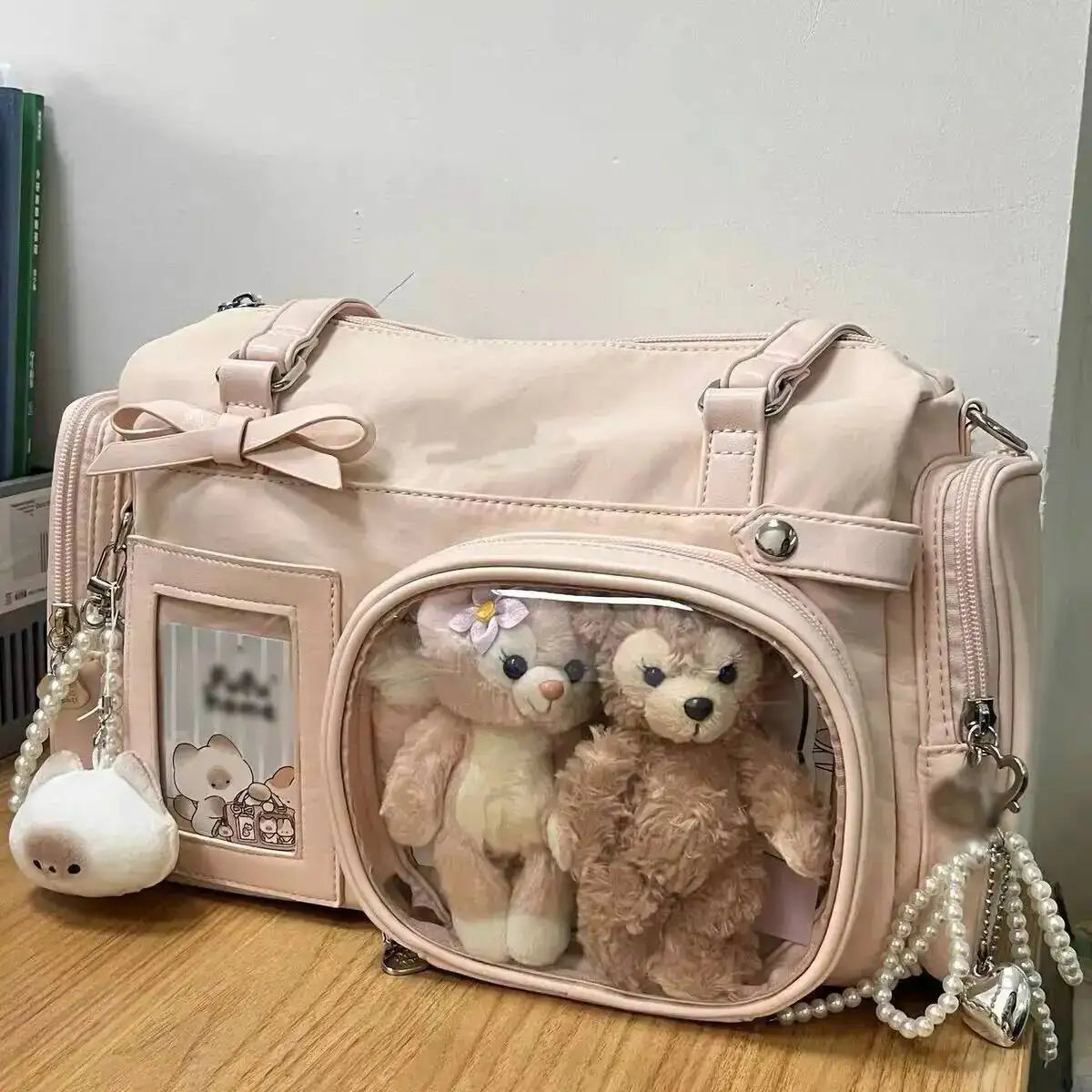 Cute Transparent Bow Shoulder Bag | Large Capacity Crossbody Handbag