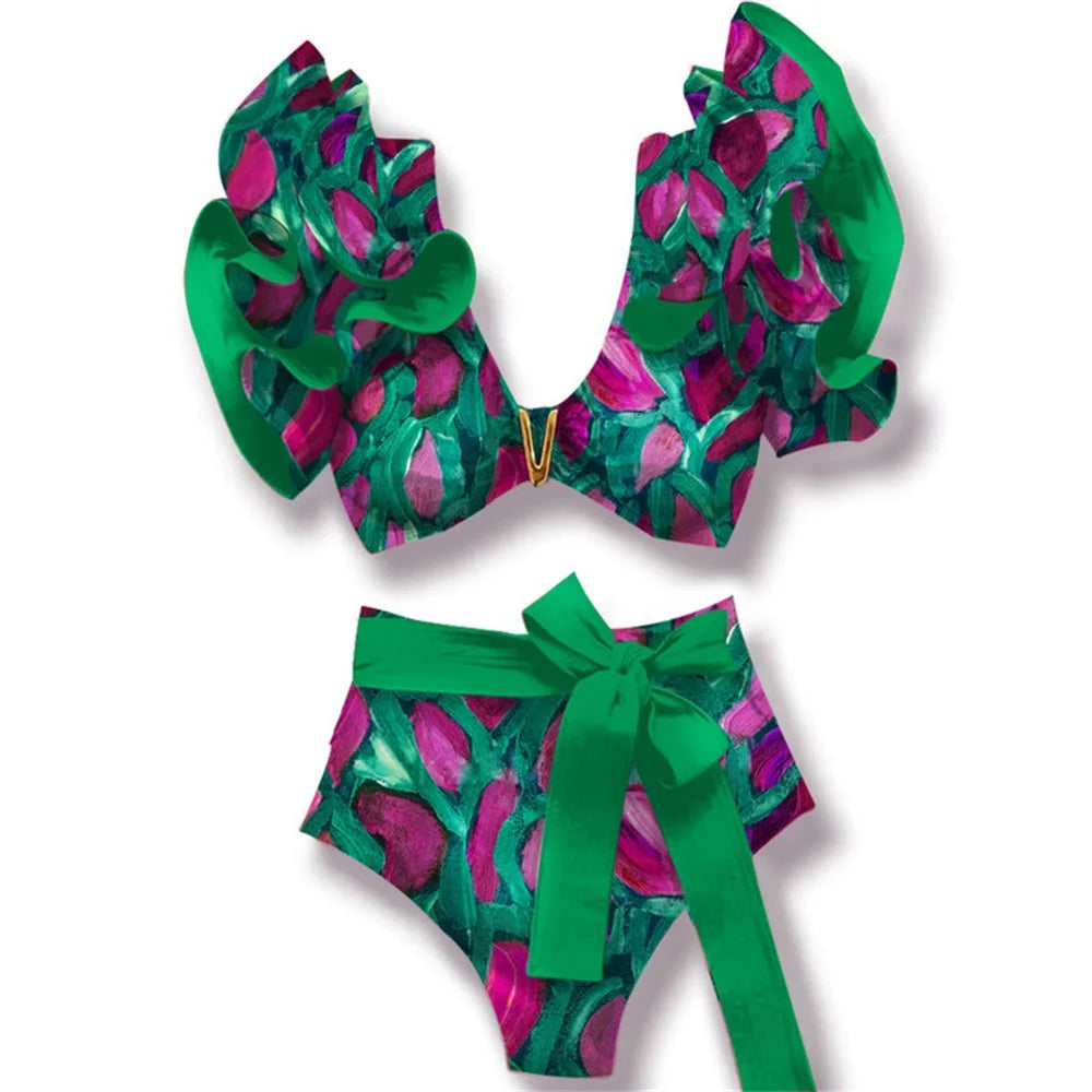 Floral Ruffle Bikini Set | Stylish & Sexy Beach Swimwear