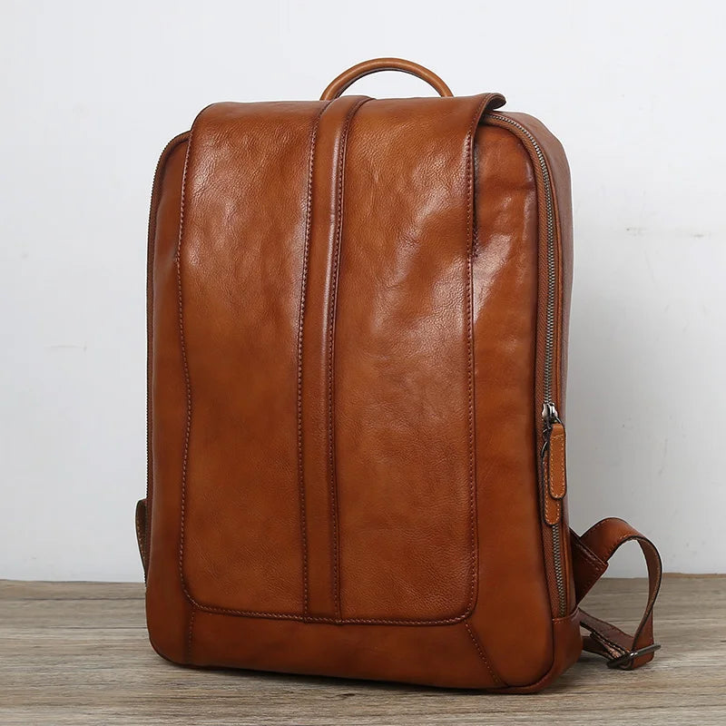 Men's Vintage Leather Backpack | High Capacity Computer Bag