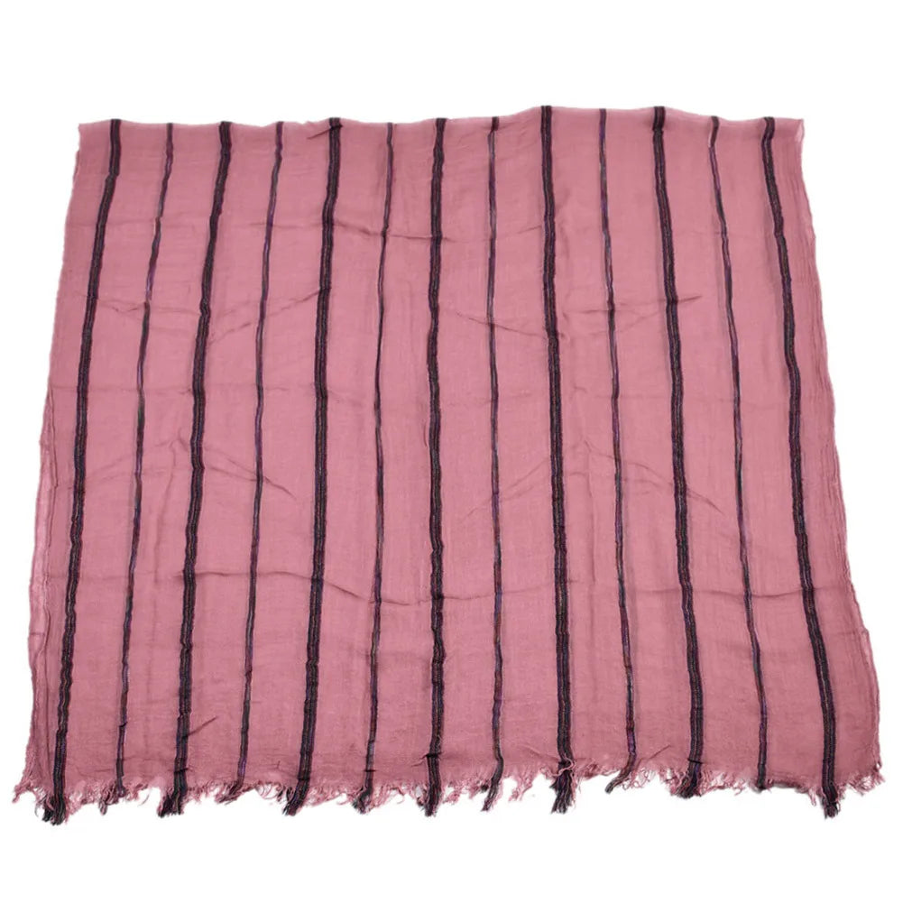 Cotton Linen Striped Men's Scarf | Warm Autumn Winter Accessories