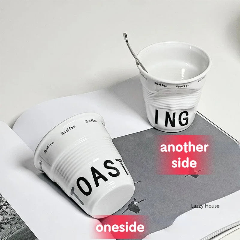Elegant Korean Style Ceramic Coffee Mug | Nordic Design Tumbler