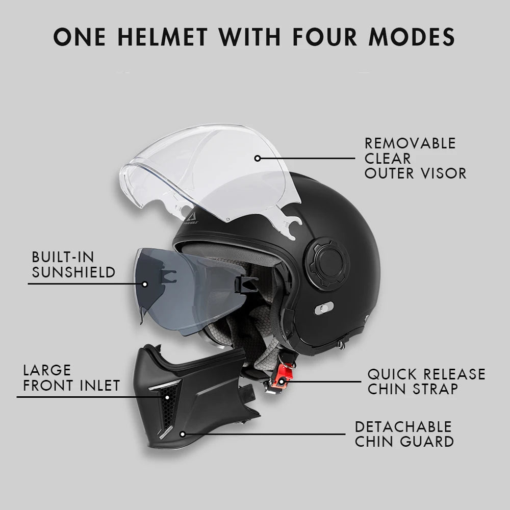 Lightweight Convertible Full Face Helmet for Electric Scooters