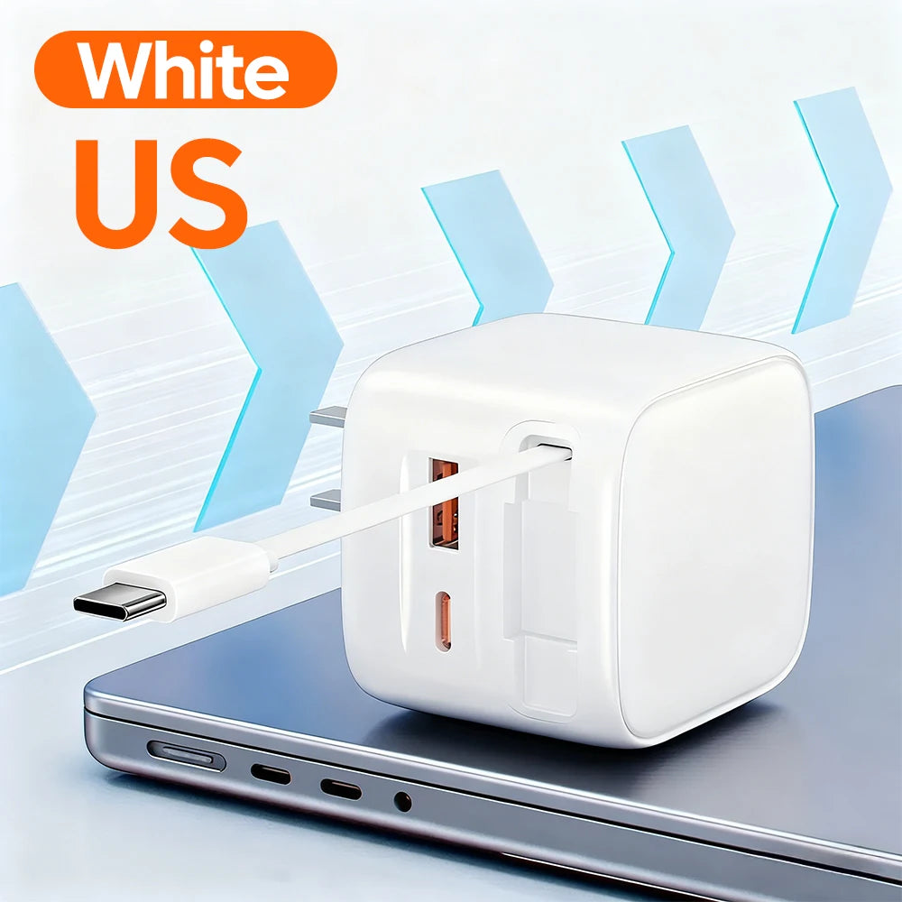 USB Type C Phone Charger with Retractable Cable for Fast Charging